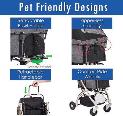 Pet Rover Lite Premium Light-Weight Dog/Cat/Pet Stroller Travel 2nd-Gen.)