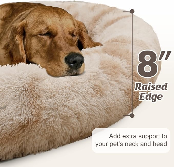 Syalife Shaggy Plush Calming Dog Couch Bed Pet Protector Cover(50"x39"x8", Moka/White)