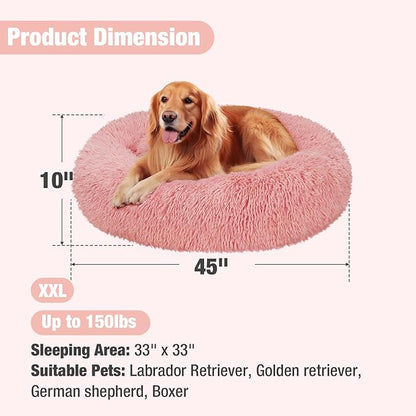 Veehoo Calming Dog Bed for Extra Large Dogs 150 lbs 45", Pink