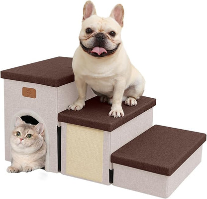 downluxe Dog Stairs for Small Dogs (3-Step Pet