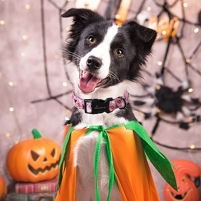 ARING PET Halloween Dog Collar-Cotton Pink Pumpkin Dog Collar