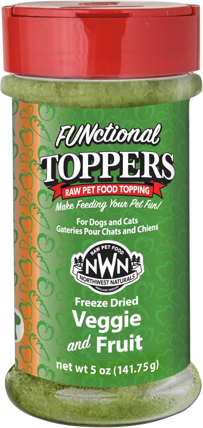 Northwest Naturals Freeze-Dried Veggie & Fruit Functional Topper - for Dogs & Cats - Healthy, Limited Ingredients, Human Grade Pet Food, All Natural - 5 Oz (Packaging May Vary)(Pack of 2)