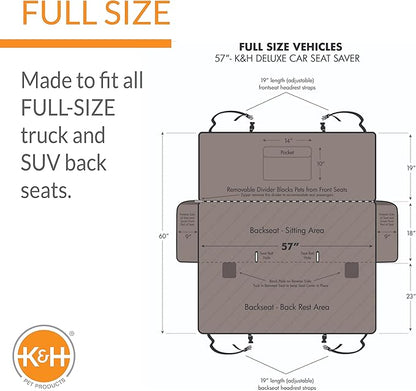 K&H Pet Products Deluxe Car Seat Saver Gray Full Size 57 Inches