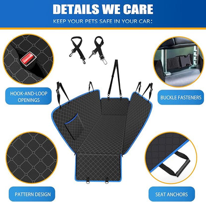 Dog Car Seat Cover for Back Seat Dog Seat Cover with Storage Pocket Dog Hammock Protects Against Dirt Dog Seat Covers for Cars Scratch Prevention Fits for SUVs and Trucks 60"x 64"
