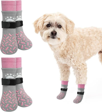 SCENEREAL Dog Socks to Prevent Licking Paws for Hot Pavement, Anti Slip Long Dog Grip Socks for Hardwood Floors, Dog Shoes Booties&Paw Protector for Small Medium Large Senior Dog, Pet Socks for Wounds