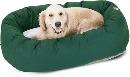 40 inch Green & Sherpa Bagel Dog Bed By Majestic Pet Products