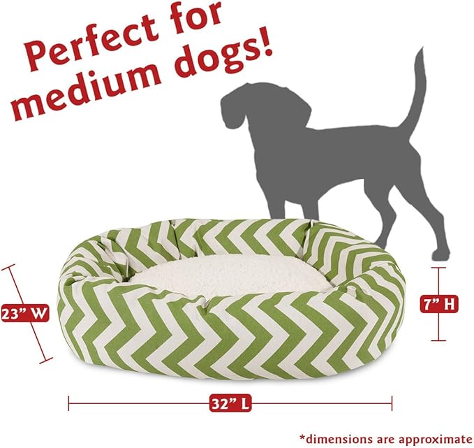 32 inch Sage Chevron Sherpa Bagel Dog Bed