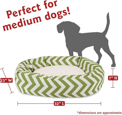 32 inch Sage Chevron Sherpa Bagel Dog Bed