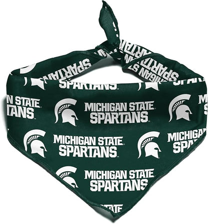 NCAA Officially Licensed Bandana for Dogs and Cats | Fits Pets Great Gift Idea | Easy-to-Tie (Large, Michigan State Spartans)