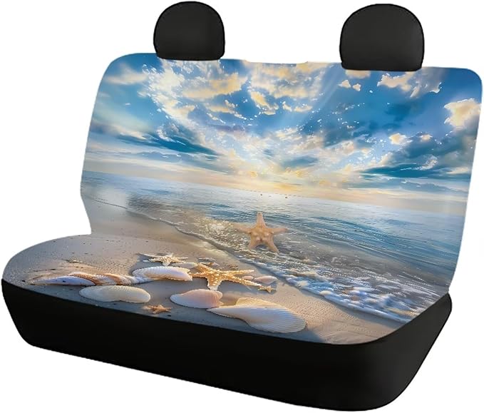 Sea Starfish Shell Car Seat Covers Full Set 4pcs Front