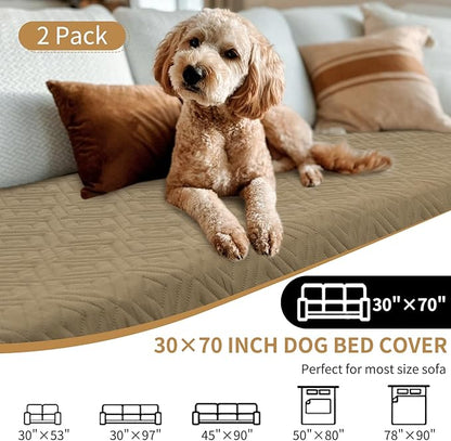 2 Packs Waterproof Dog Bed Cover Pet Blanket Furniture Sofa Couch Cover 30x70 Inch Cats,Dogs,Pets(2 Pcs-Camel/Beige)
