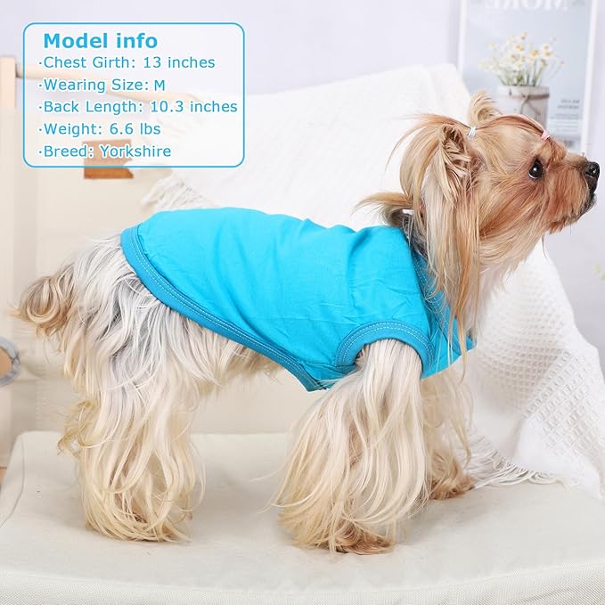 Dog Shirt Vest Clothes for Small Dogs Boy Girl Summer Solid Stretchy Puppy T-Shirts Soft Cool Breathable Lightweight Dog Sweatshirt Pet Cat Outfit