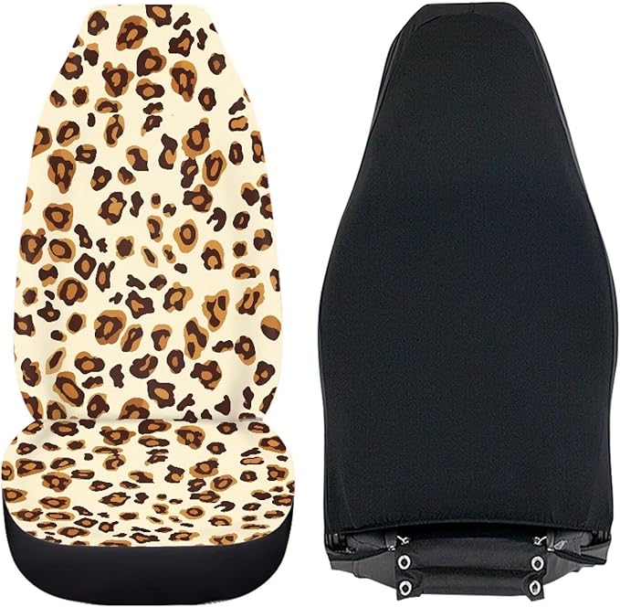 UNICEU Car Seat Cover Leopard Print Soft Universal 2pc Front