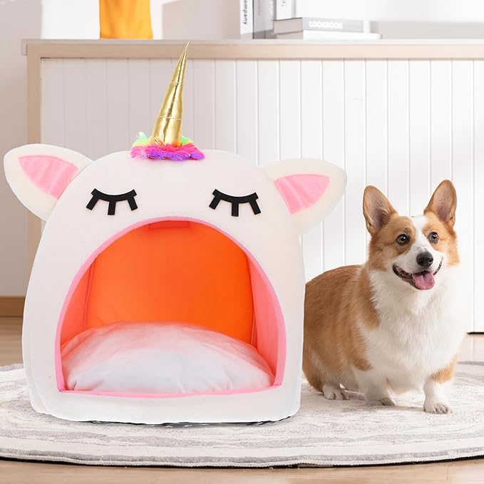 Winter Pet Sleep Bed Warm Unicorn Pet House Bed Pet Supplies for Cat Dog (Size M) Pet Dog Supplies