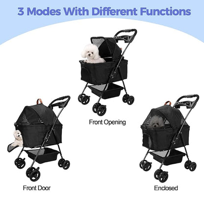 Pet Stroller Dog Strollers for Small Dogs 4 Wheels Rotate 360 Degrees with Brakes
