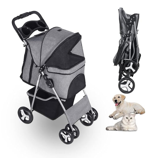 Pet Stroller for Medium Small Dogs Foldable 4 33lbs Capacity