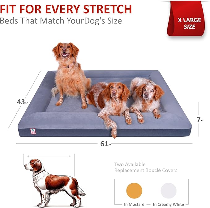 Premium Waterproof Orthopedic XL Dog Bed Washable Cover Made Out of Velvet 61" x 43" x 7"