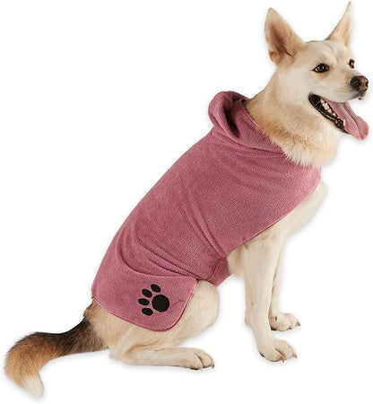 Bone Dry Pet Robe Collection Embroidered Absorbent Microfiber Bath Robe with Adjustable Closure