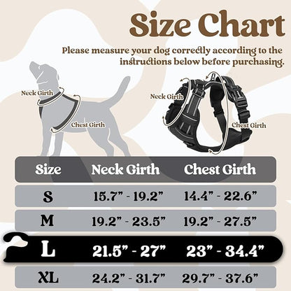 rabbitgoo Dog Harness for Large, No Pull Pet Harness with 3 Buckles, Adjustable Soft Padded Dog Vest with Instant Control Handle, Easy Walking Reflective Pet Vest for Large Dogs, Black, L