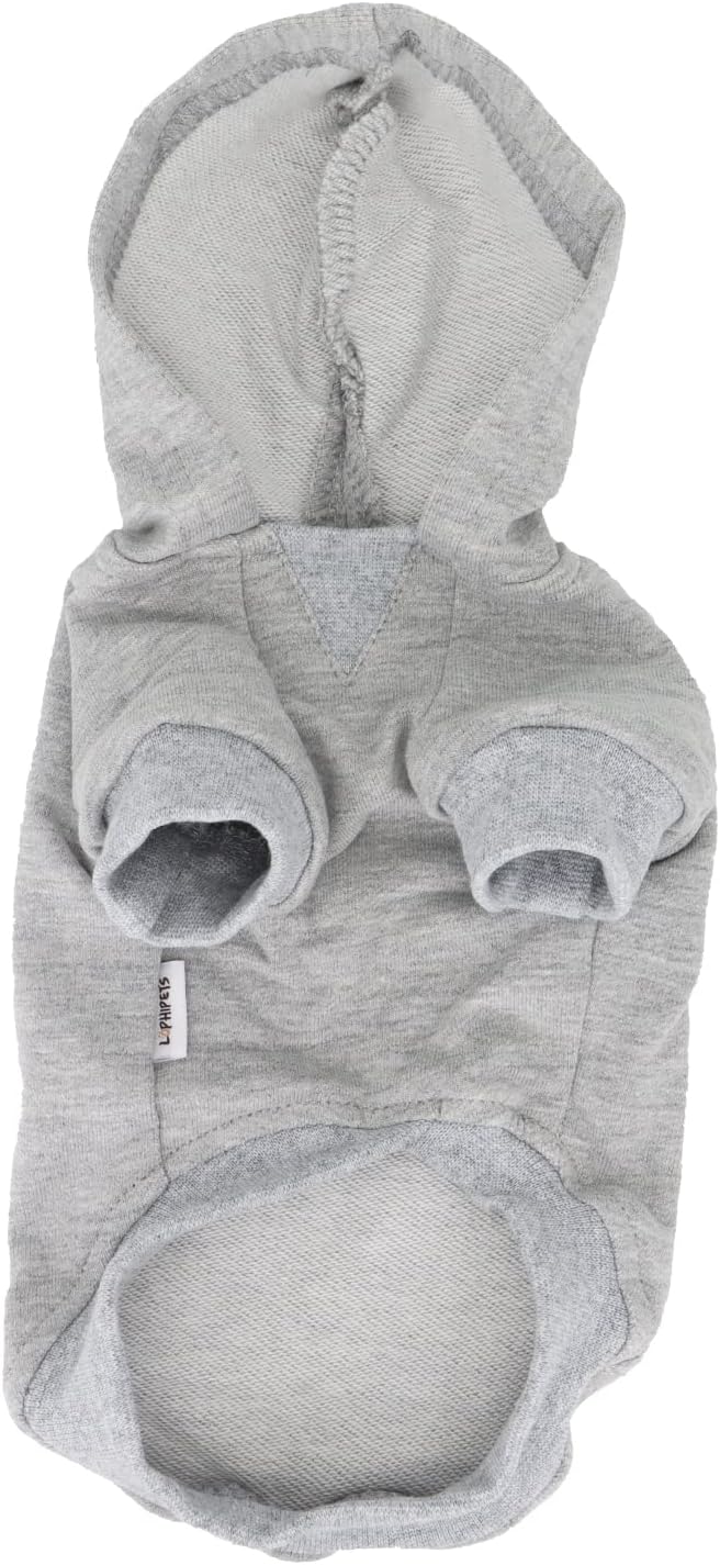 LOPHIPETS Lightweight Cotton Hoodie for Small Dogs – Hooded Sweatshirt for Chihuahuas Puppy and Toy Breeds-Grey/XXS