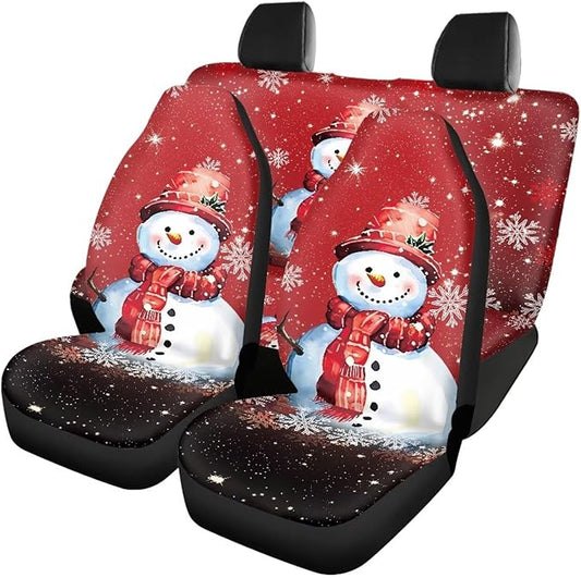 Merry Christmas Snowman Universal Car Seat Covers Full