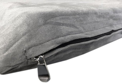 DIY Luxurious Soft Gray Microsuede Cover for Pet Bed or Pillow + Internal Liner (Half Waterproof, Half Water Resistant) for Small to Medium Dogs - Covers ONLY Flat Style (36''x29'')