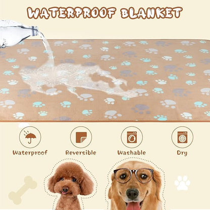 YUEPET Waterproof Dog Blankets, 2 Pack Washable Dog Blankets for Bed Couch Sofa Protector Fleece Flannel Puppy Blanket Soft Plush Reversible Throw Blanket for Medium Large Dog Cat 40"×30"(Grey+Coffee)