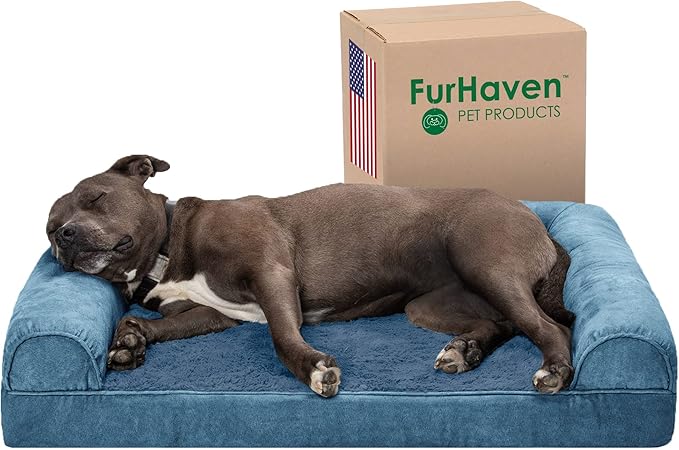 Furhaven Orthopedic Dog Bed for Large/Medium Dogs w/ Removable Bolsters & Washable Cover 55 lbs
