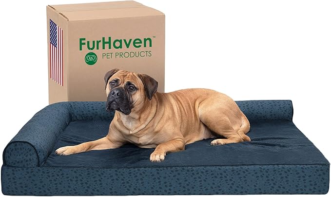 Furhaven Memory Foam Dog Bed for Large Dogs w/ Removable Bolsters & Washable Cover 125 lbs
