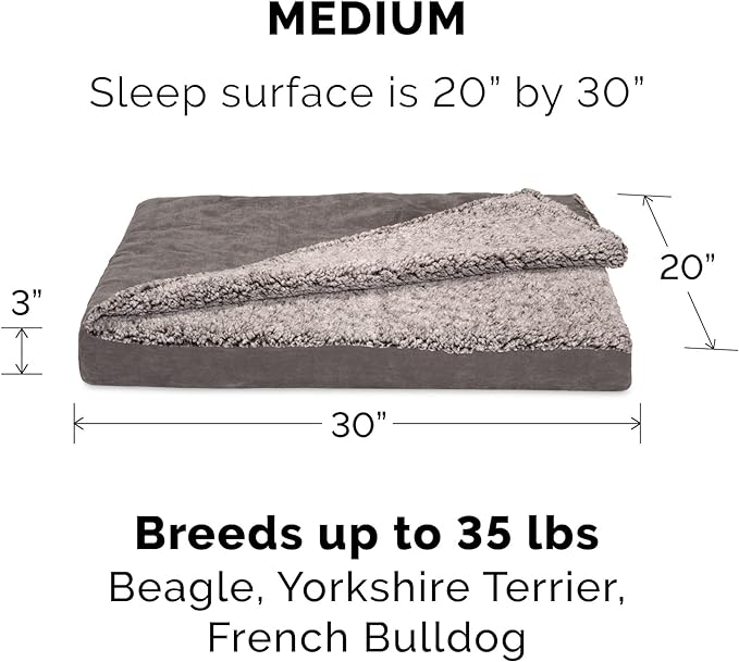 Furhaven Replacement Dog Bed Cover Berber & Suede Blanket Top Mattress