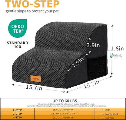 Topmart High Density Foam Pet Steps 2 Tiers 11.8" High,Non-Slip