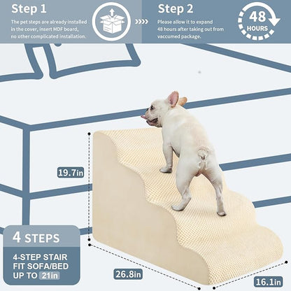 BOMOVA Dog Stairs for Small Dogs 4-Step Dog 2/3/4/5 Steps