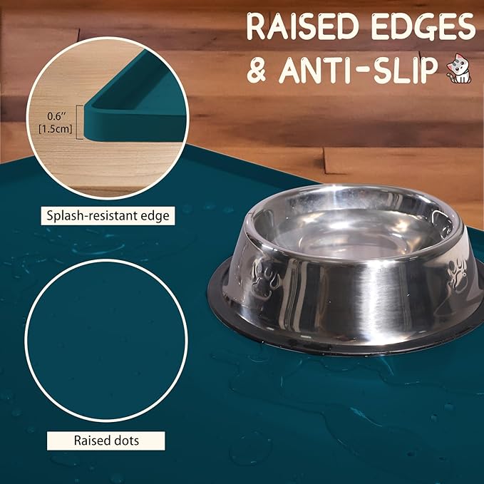 MateeyLife Silicone Cat & Dog Food Mat for Floors Waterproof