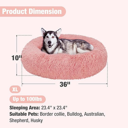 Veehoo Calming Dog Bed for Large Medium Dog 100 lbs 36", Pink