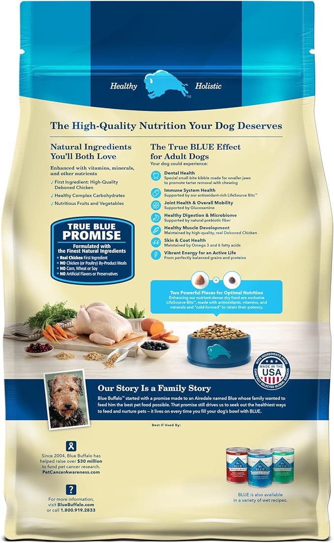 Blue Buffalo Life Protection Formula Adult Small Bite Dry Dog Food, Helps Build and Maintain Strong Muscles, Made with Natural Ingredients, Chicken & Brown Rice Recipe, 34-lb. Bag