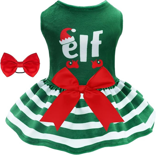 CuteBone Elf Dog Dresses Velvet Holiday Small Dogs CVA55M-D