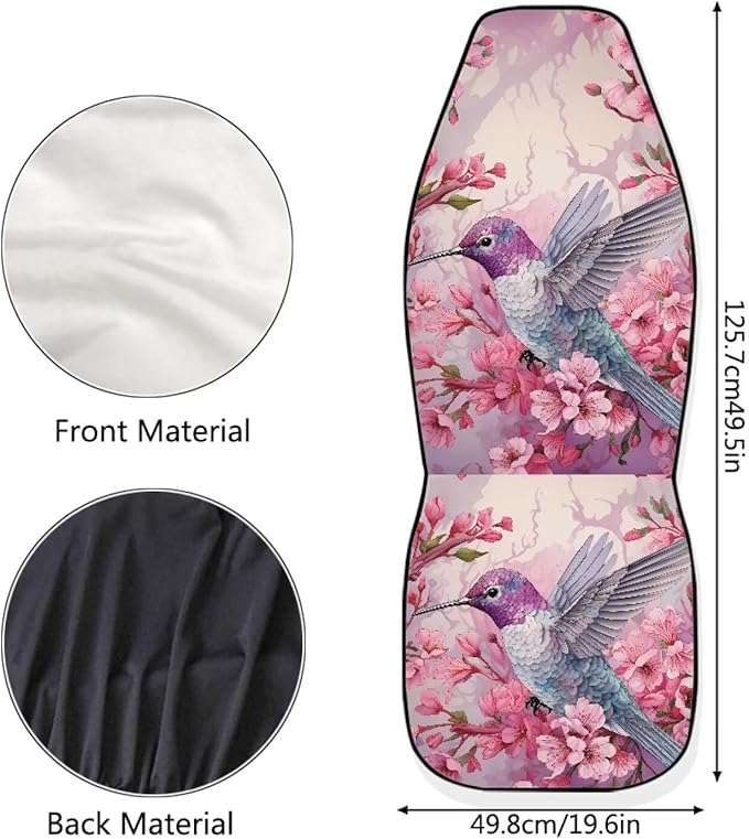Hummingbird Cherry Blossom Car Seat Covers Full Set of 2