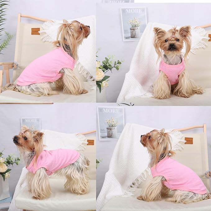 Dog Shirt Vest Clothes for Small Dogs Boy Girl Summer Solid Stretchy Puppy T-Shirts Soft Cool Breathable Lightweight Dog Sweatshirt Pet Cat Outfit