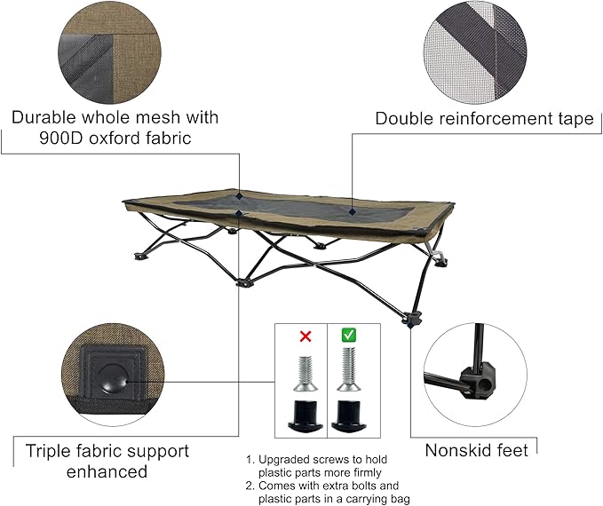 Folding Outdoor Raised Elevated Cooling Dog Cot Beds for Large Dogs 47 Inches