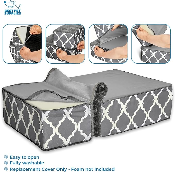 Best Pet Supplies Foldable Pet Stairs Cover for Foam Dog Ramps 2-Step