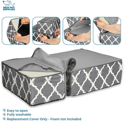 Best Pet Supplies Foldable Pet Stairs Cover for Foam Dog Ramps 2-Step