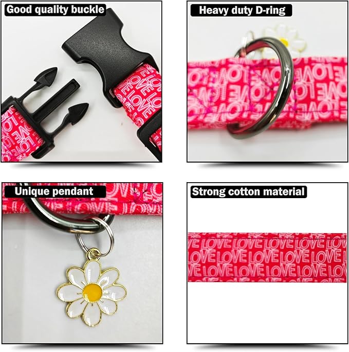Flower Patterns Dog Collar with Accessories