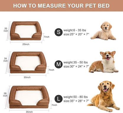 35"x27"x7" Dog Beds for Extra Large Dogs - Washable Orthopedic Dog Beds with Soft Bolster, Heavy Duty Dog Bed Chew Resistant with Removable Cover(Brown, Large)