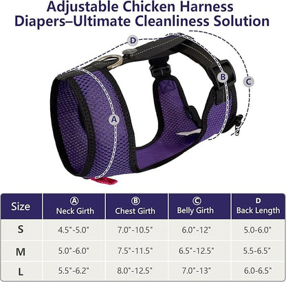 Chicken Harness Hen Size with 5.5ft Matching Leash – Adjustable, Resilient, Comfortable, Breathable, Large Size, Suitable for Chicken Weighing About 6.6 Pound,Purple