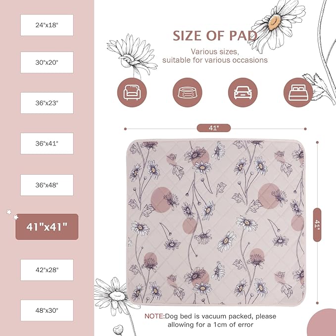 IEUUMLER Washable Pee Pads for Dogs 2 Pack EU007 (Pink 41"X41"-2pcs)