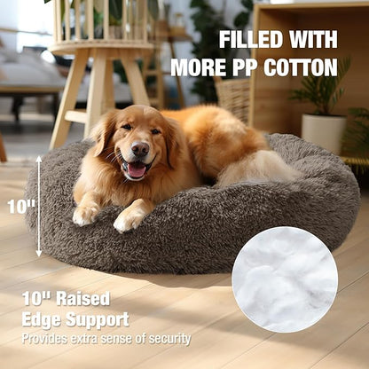 Veehoo Calming Dog Bed for Large Medium Dog 100 lbs 36", Brown