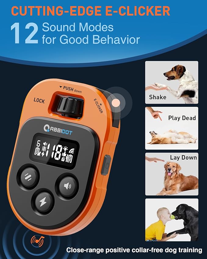 ABBIDOT Dog Shock Collar with Remote Control 4100 ft 178 Levels, 4 Correction 10-130 Lbs, 6 Dogs