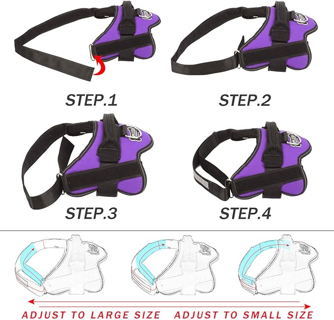 Bolux Dog Harness, No-Pull Reflective Dog Vest, Breathable Adjustable Pet Harness with Handle for Outdoor Walking - No More Pulling, Tugging or Choking (Purple, M)