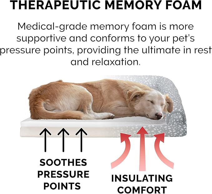 Furhaven Memory Foam Dog Bed for Large Dogs w/ Removable Bolsters & Washable Cover 95 lbs