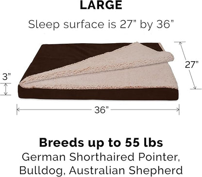 Furhaven Replacement Dog Bed Cover Berber & Suede Blanket Top Mattress